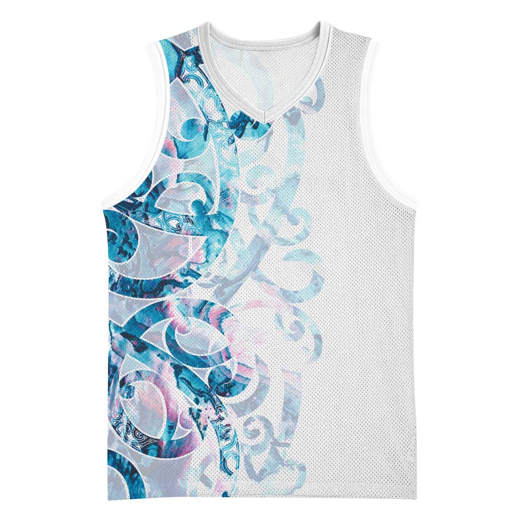 Turquoise Paua Shell Maori Basketball Jersey Koru Kowhaiwhai - Aussie Hoodie