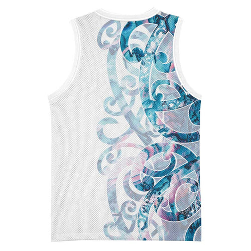 Turquoise Paua Shell Maori Basketball Jersey Koru Kowhaiwhai - Aussie Hoodie