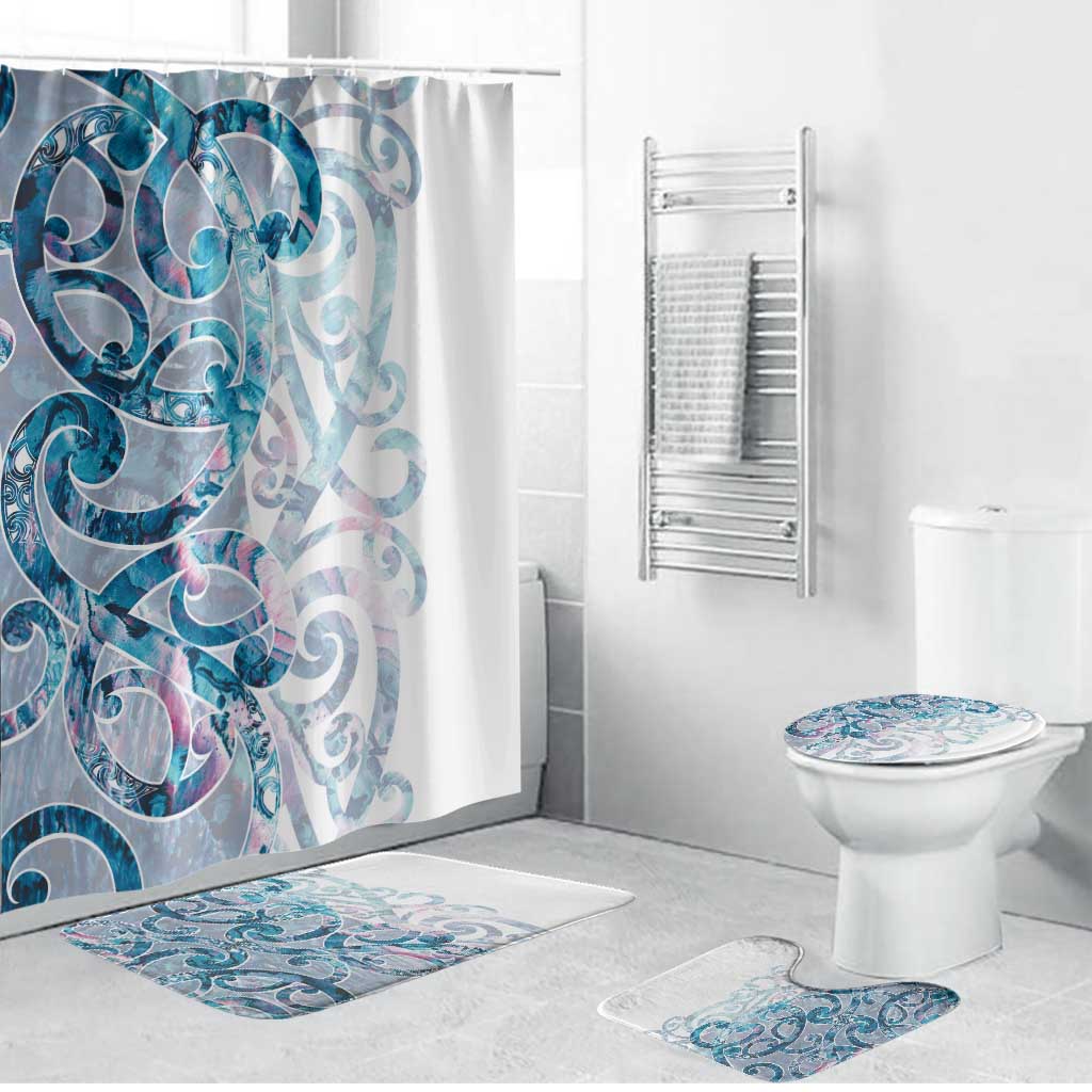 Turquoise Paua Shell Maori Bathroom Set Koru Kowhaiwhai - Aussie Hoodie