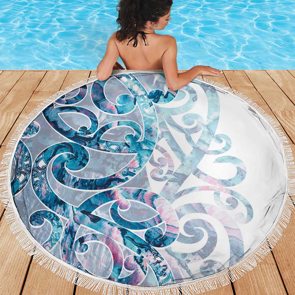 Turquoise Paua Shell Maori Beach Blanket Koru Kowhaiwhai - Aussie Hoodie