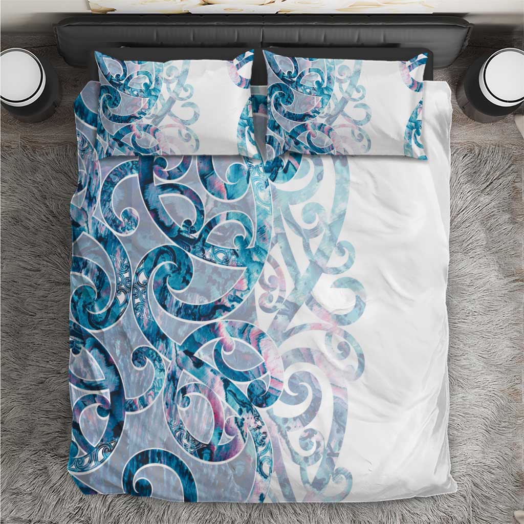 Turquoise Paua Shell Maori Bedding Set Koru Kowhaiwhai - Aussie Hoodie