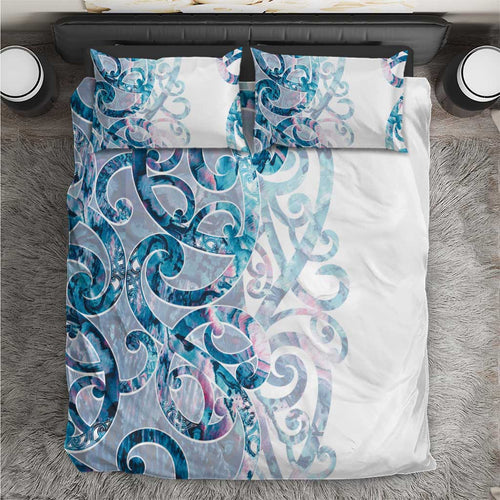 Turquoise Paua Shell Maori Bedding Set Koru Kowhaiwhai - Aussie Hoodie
