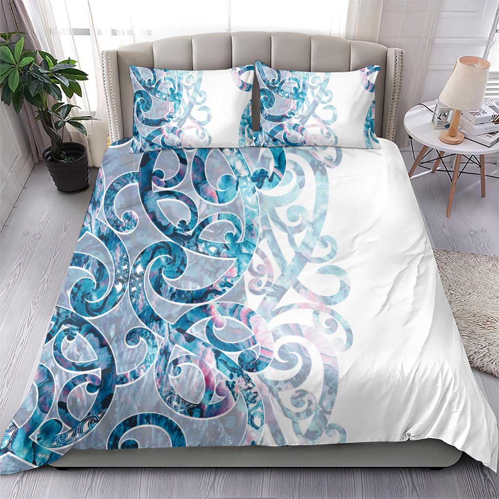 Turquoise Paua Shell Maori Bedding Set Koru Kowhaiwhai - Aussie Hoodie