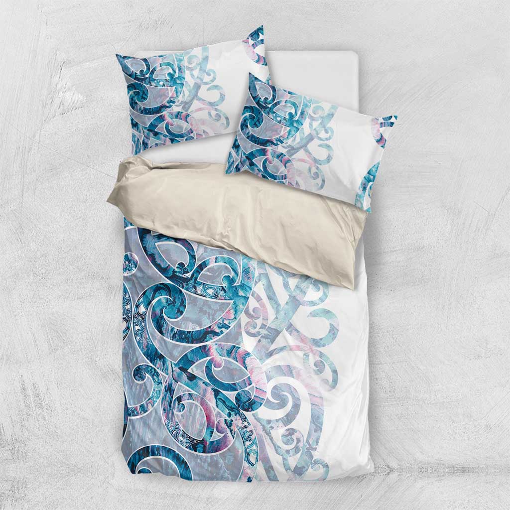Turquoise Paua Shell Maori Bedding Set Koru Kowhaiwhai - Aussie Hoodie