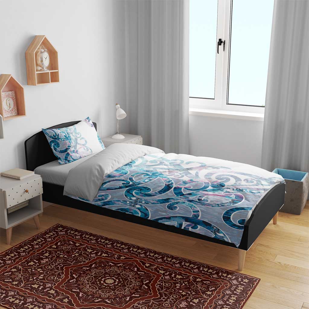 Turquoise Paua Shell Maori Bedding Set Koru Kowhaiwhai - Aussie Hoodie