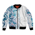 Turquoise Paua Shell Maori Bomber Jacket Koru Kowhaiwhai - Aussie Hoodie