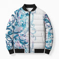 Turquoise Paua Shell Maori Bomber Puffer Jacket Koru Kowhaiwhai - Aussie Hoodie