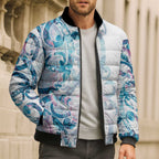 Turquoise Paua Shell Maori Bomber Puffer Jacket Koru Kowhaiwhai - Aussie Hoodie