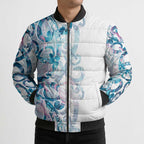 Turquoise Paua Shell Maori Bomber Puffer Jacket Koru Kowhaiwhai - Aussie Hoodie