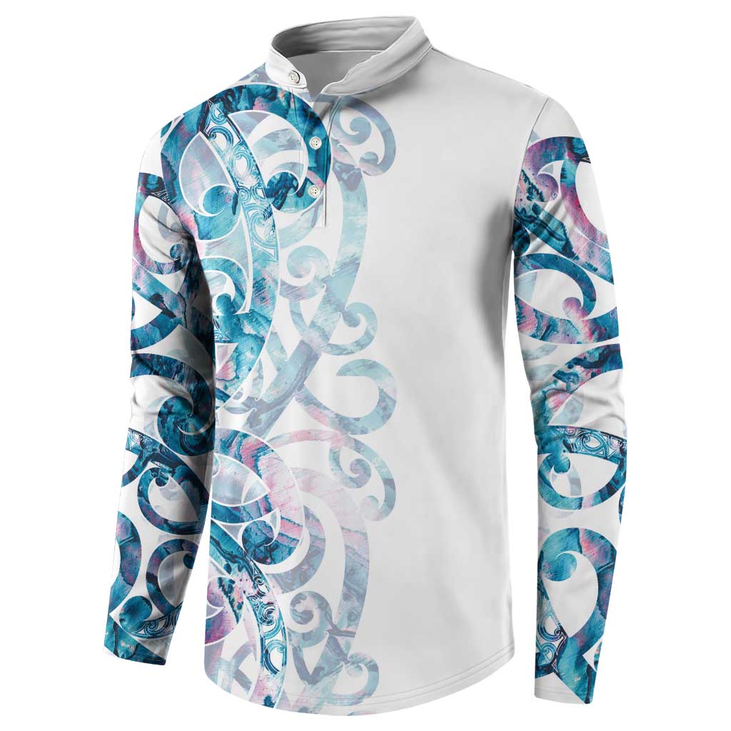 Turquoise Paua Shell Maori Button Sweatshirt Koru Kowhaiwhai - Aussie Hoodie