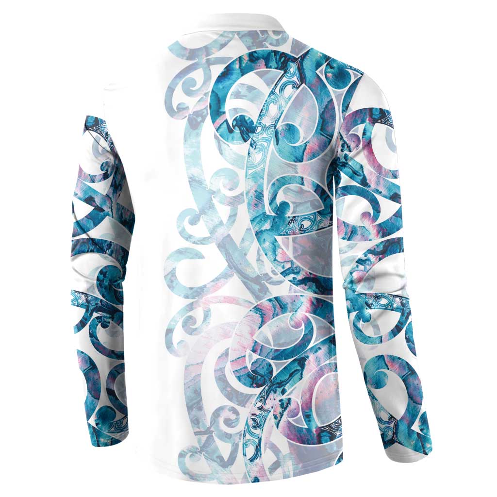 Turquoise Paua Shell Maori Button Sweatshirt Koru Kowhaiwhai - Aussie Hoodie