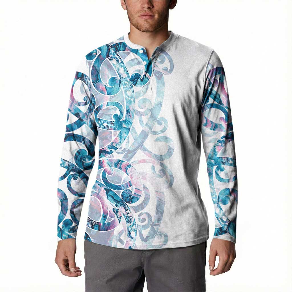 Turquoise Paua Shell Maori Button Sweatshirt Koru Kowhaiwhai - Aussie Hoodie