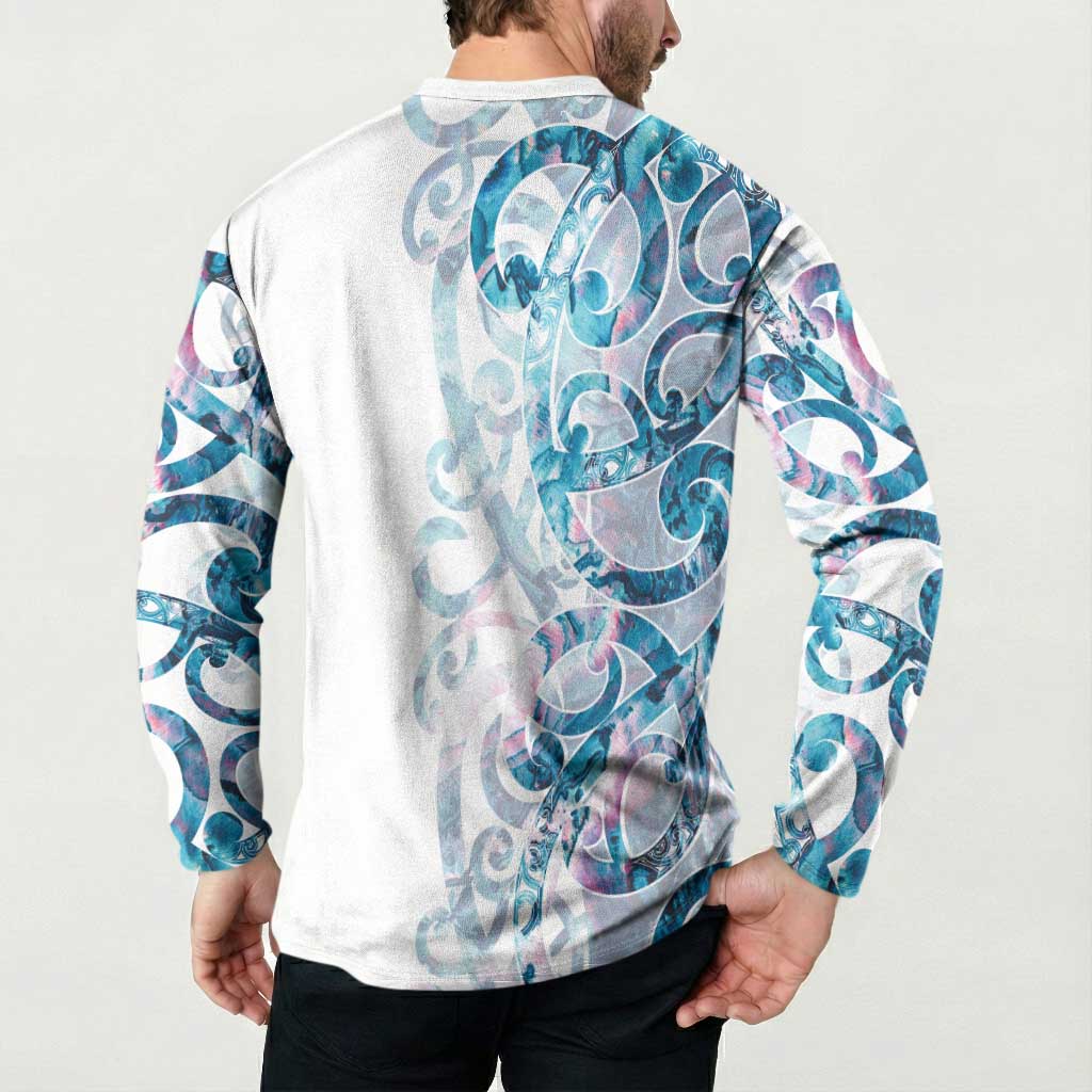 Turquoise Paua Shell Maori Button Sweatshirt Koru Kowhaiwhai - Aussie Hoodie