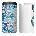 Turquoise Paua Shell Maori 4 in 1 Can Cooler Tumbler Koru Kowhaiwhai - Aussie Hoodie