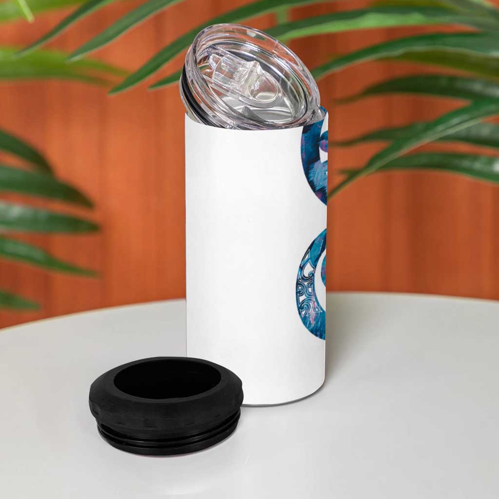 Turquoise Paua Shell Maori 4 in 1 Can Cooler Tumbler Koru Kowhaiwhai - Aussie Hoodie