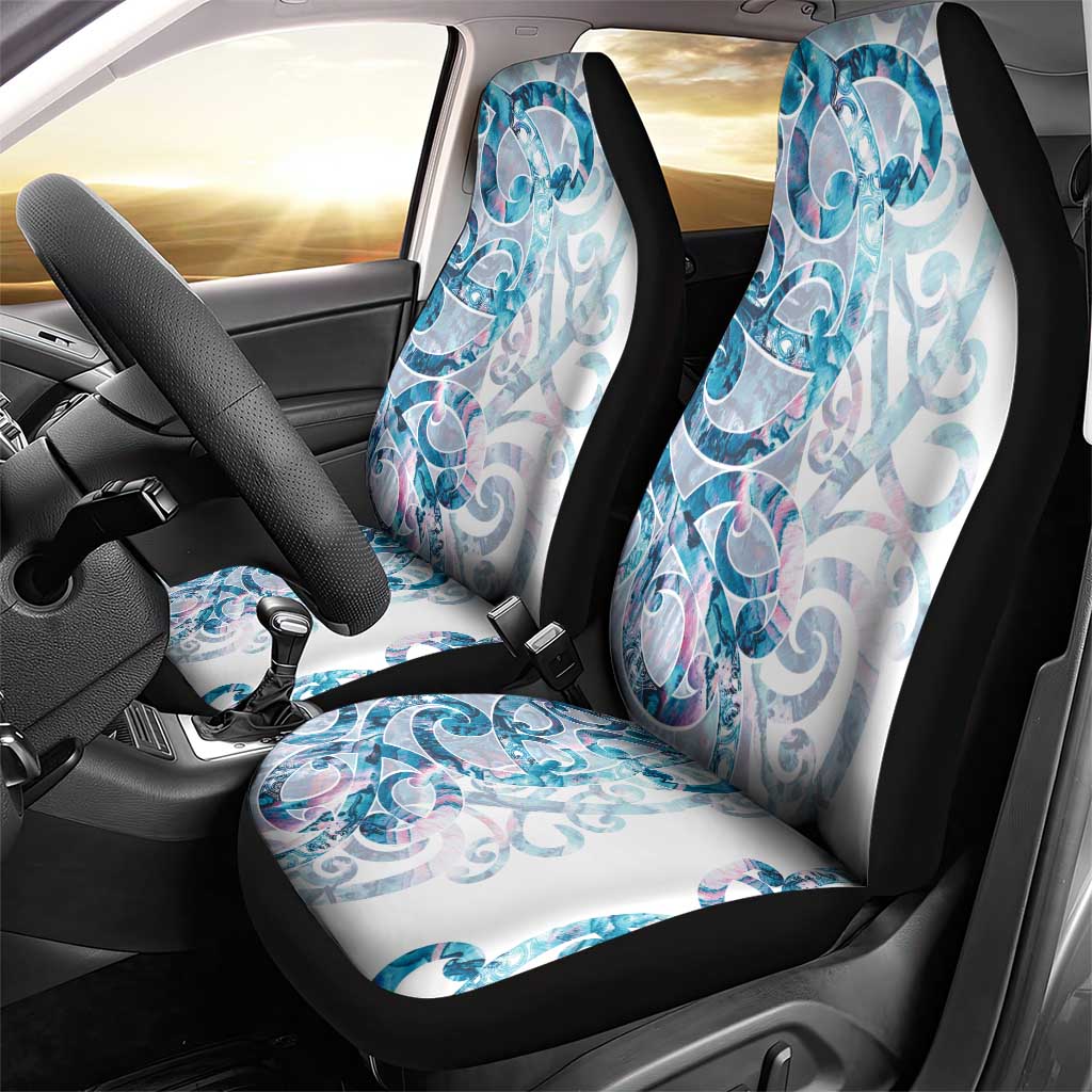 Turquoise Paua Shell Maori Car Seat Cover Koru Kowhaiwhai - Aussie Hoodie
