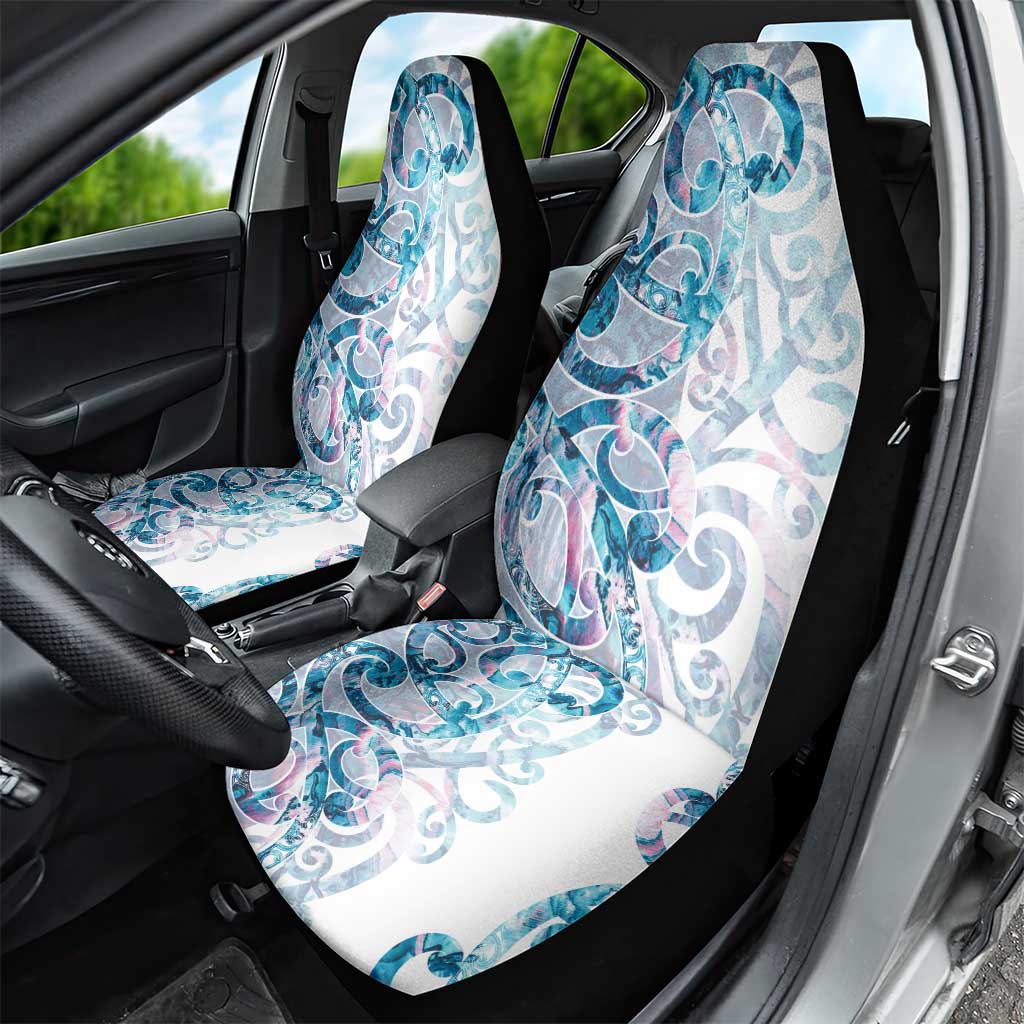 Turquoise Paua Shell Maori Car Seat Cover Koru Kowhaiwhai - Aussie Hoodie