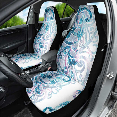 Turquoise Paua Shell Maori Car Seat Cover Koru Kowhaiwhai - Aussie Hoodie