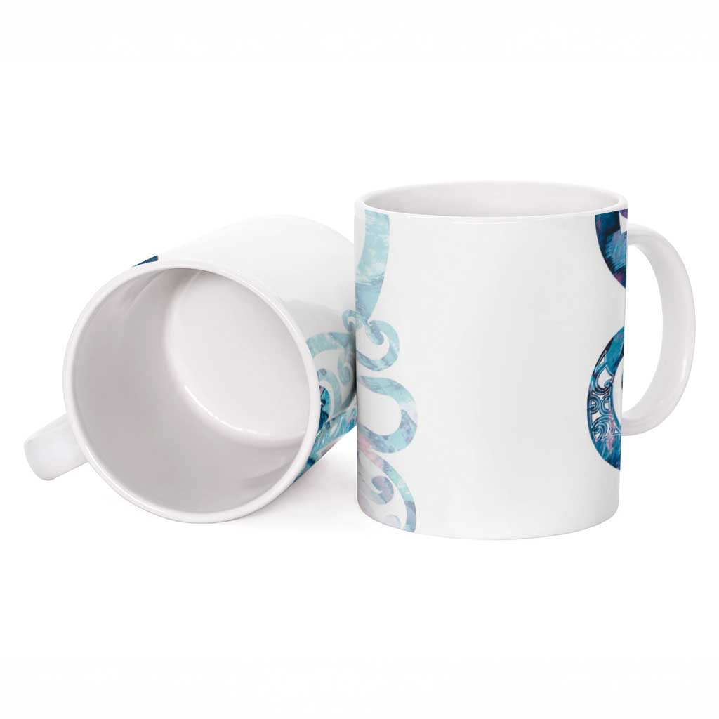 Turquoise Paua Shell Maori Ceramic Mug Koru Kowhaiwhai - Aussie Hoodie