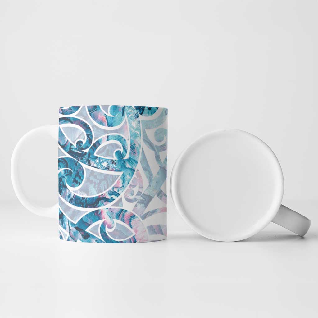 Turquoise Paua Shell Maori Ceramic Mug Koru Kowhaiwhai - Aussie Hoodie