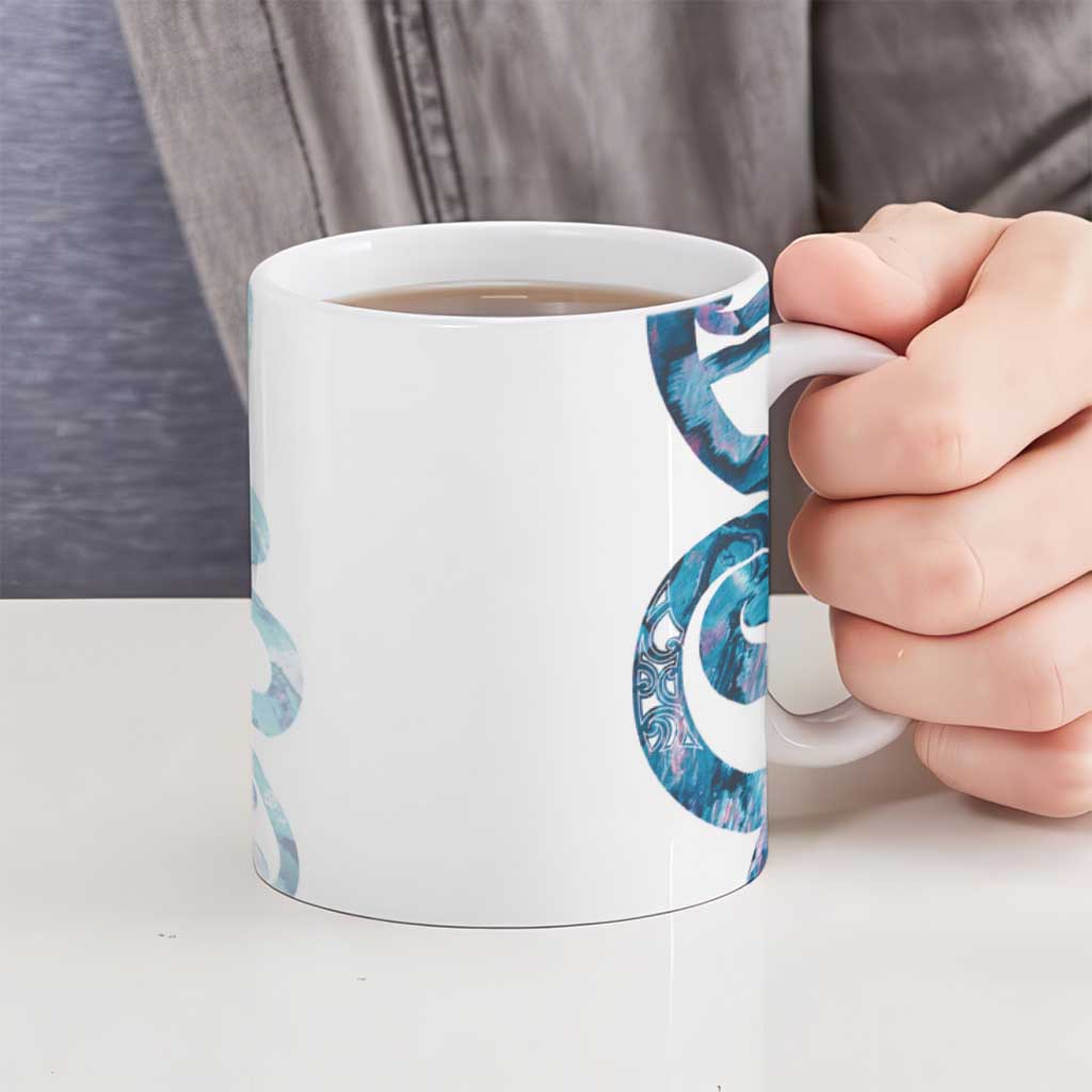 Turquoise Paua Shell Maori Ceramic Mug Koru Kowhaiwhai - Aussie Hoodie