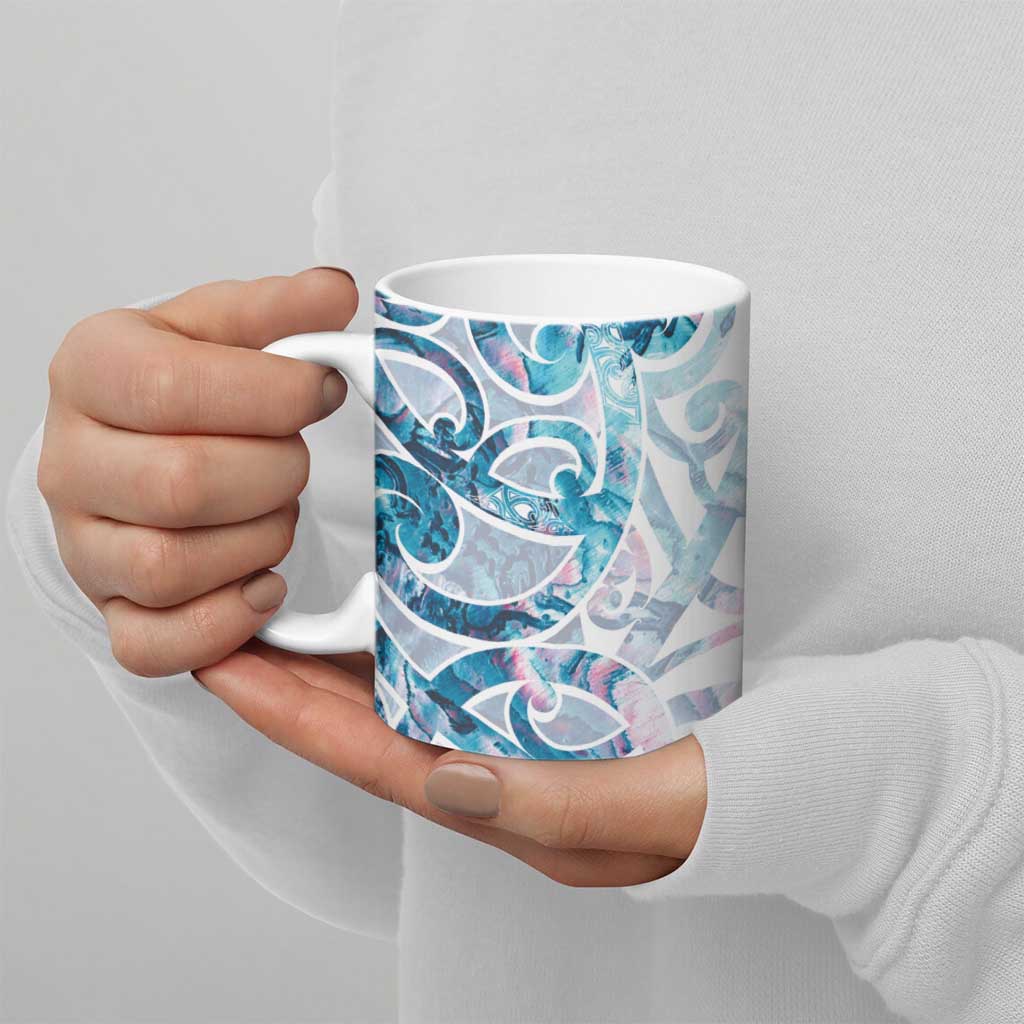 Turquoise Paua Shell Maori Ceramic Mug Koru Kowhaiwhai - Aussie Hoodie