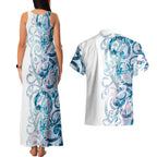 Turquoise Paua Shell Maori Couples Matching Tank Maxi Dress and Hawaiian Shirt Koru Kowhaiwhai - Aussie Hoodie