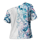 Turquoise Paua Shell Maori Cross Shoulder Shirt Koru Kowhaiwhai - Aussie Hoodie