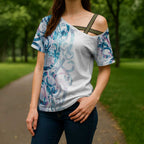 Turquoise Paua Shell Maori Cross Shoulder Shirt Koru Kowhaiwhai - Aussie Hoodie
