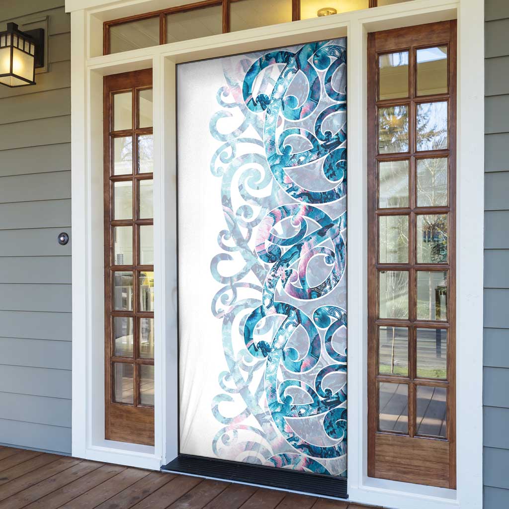 Turquoise Paua Shell Maori Door Cover Koru Kowhaiwhai - Aussie Hoodie