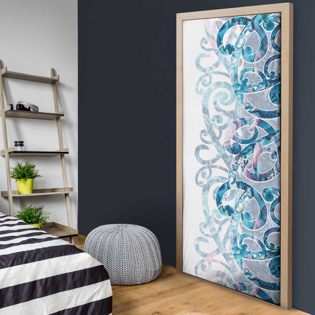 Turquoise Paua Shell Maori Door Cover Koru Kowhaiwhai - Aussie Hoodie