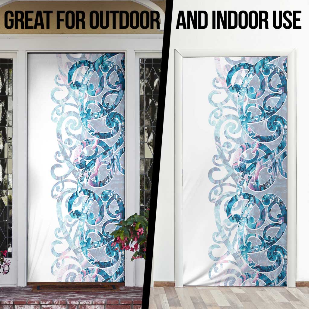 Turquoise Paua Shell Maori Door Cover Koru Kowhaiwhai - Aussie Hoodie