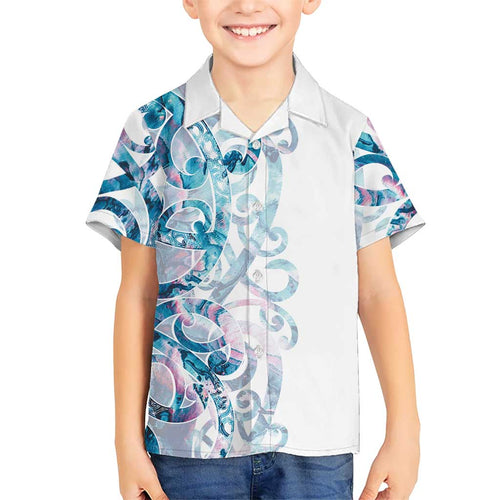 Turquoise Paua Shell Maori Family Matching Long Sleeve Bodycon Dress and Hawaiian Shirt Koru Kowhaiwhai - Aussie Hoodie