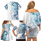 Turquoise Paua Shell Maori Family Matching Off Shoulder Short Dress and Hawaiian Shirt Koru Kowhaiwhai - Aussie Hoodie