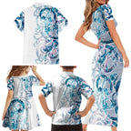 Turquoise Paua Shell Maori Family Matching Short Sleeve Bodycon Dress and Hawaiian Shirt Koru Kowhaiwhai - Aussie Hoodie