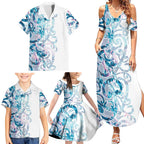 Turquoise Paua Shell Maori Family Matching Summer Maxi Dress and Hawaiian Shirt Koru Kowhaiwhai - Aussie Hoodie