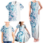 Turquoise Paua Shell Maori Family Matching Tank Maxi Dress and Hawaiian Shirt Koru Kowhaiwhai - Aussie Hoodie