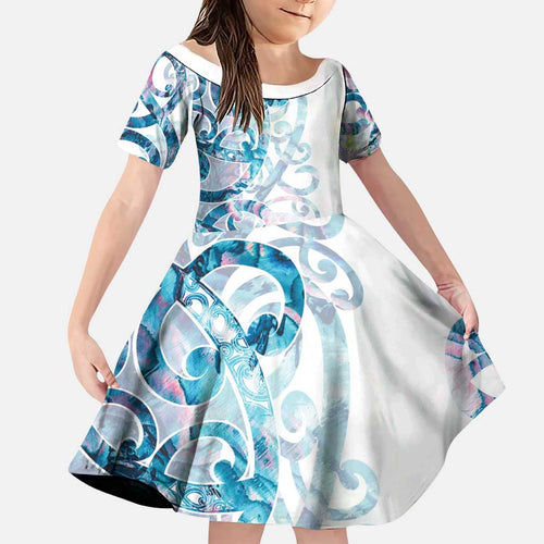 Turquoise Paua Shell Maori Family Matching Tank Maxi Dress and Hawaiian Shirt Koru Kowhaiwhai - Aussie Hoodie