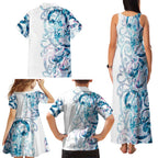Turquoise Paua Shell Maori Family Matching Tank Maxi Dress and Hawaiian Shirt Koru Kowhaiwhai - Aussie Hoodie