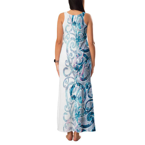 Turquoise Paua Shell Maori Family Matching Tank Maxi Dress and Hawaiian Shirt Koru Kowhaiwhai - Aussie Hoodie