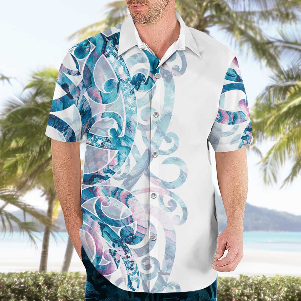 Turquoise Paua Shell Maori Hawaiian Shirt Koru Kowhaiwhai - Aussie Hoodie