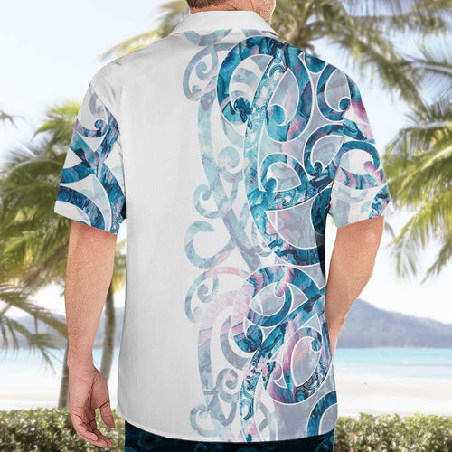 Turquoise Paua Shell Maori Hawaiian Shirt Koru Kowhaiwhai - Aussie Hoodie