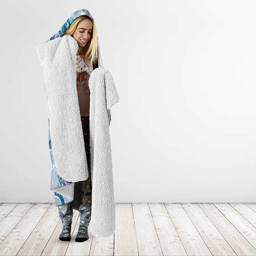 Turquoise Paua Shell Maori Hooded Blanket Koru Kowhaiwhai - Aussie Hoodie
