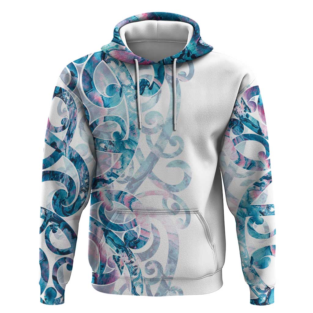 Turquoise Paua Shell Maori Hoodie Koru Kowhaiwhai - Aussie Hoodie