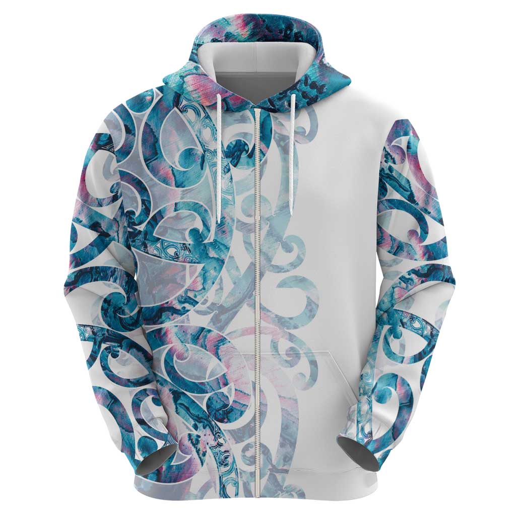 Turquoise Paua Shell Maori Hoodie Koru Kowhaiwhai - Aussie Hoodie