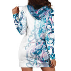 Turquoise Paua Shell Maori Hoodie Dress Koru Kowhaiwhai - Aussie Hoodie