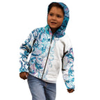 Turquoise Paua Shell Maori Kid Hoodie Koru Kowhaiwhai - Aussie Hoodie