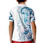 Turquoise Paua Shell Maori Kid Polo Shirt Koru Kowhaiwhai - Aussie Hoodie