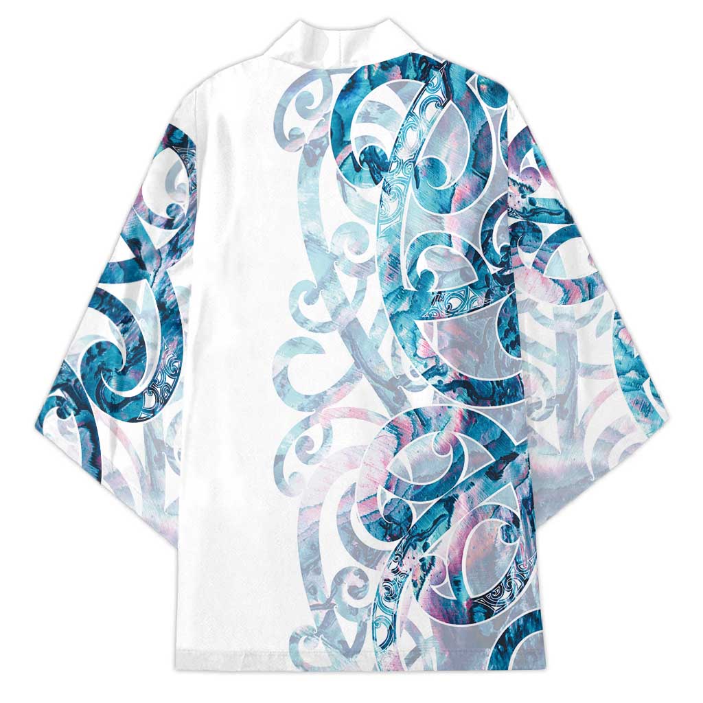 Turquoise Paua Shell Maori Kimono Koru Kowhaiwhai - Aussie Hoodie