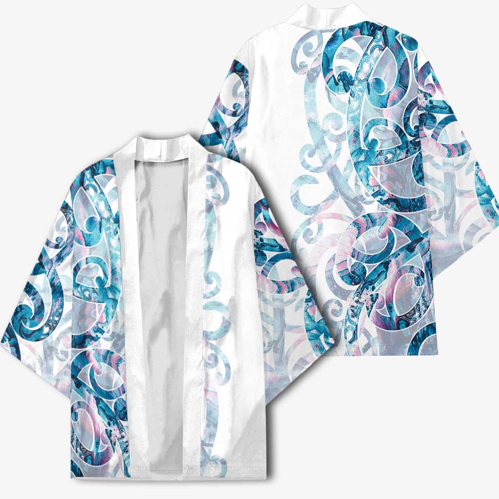 Turquoise Paua Shell Maori Kimono Koru Kowhaiwhai - Aussie Hoodie